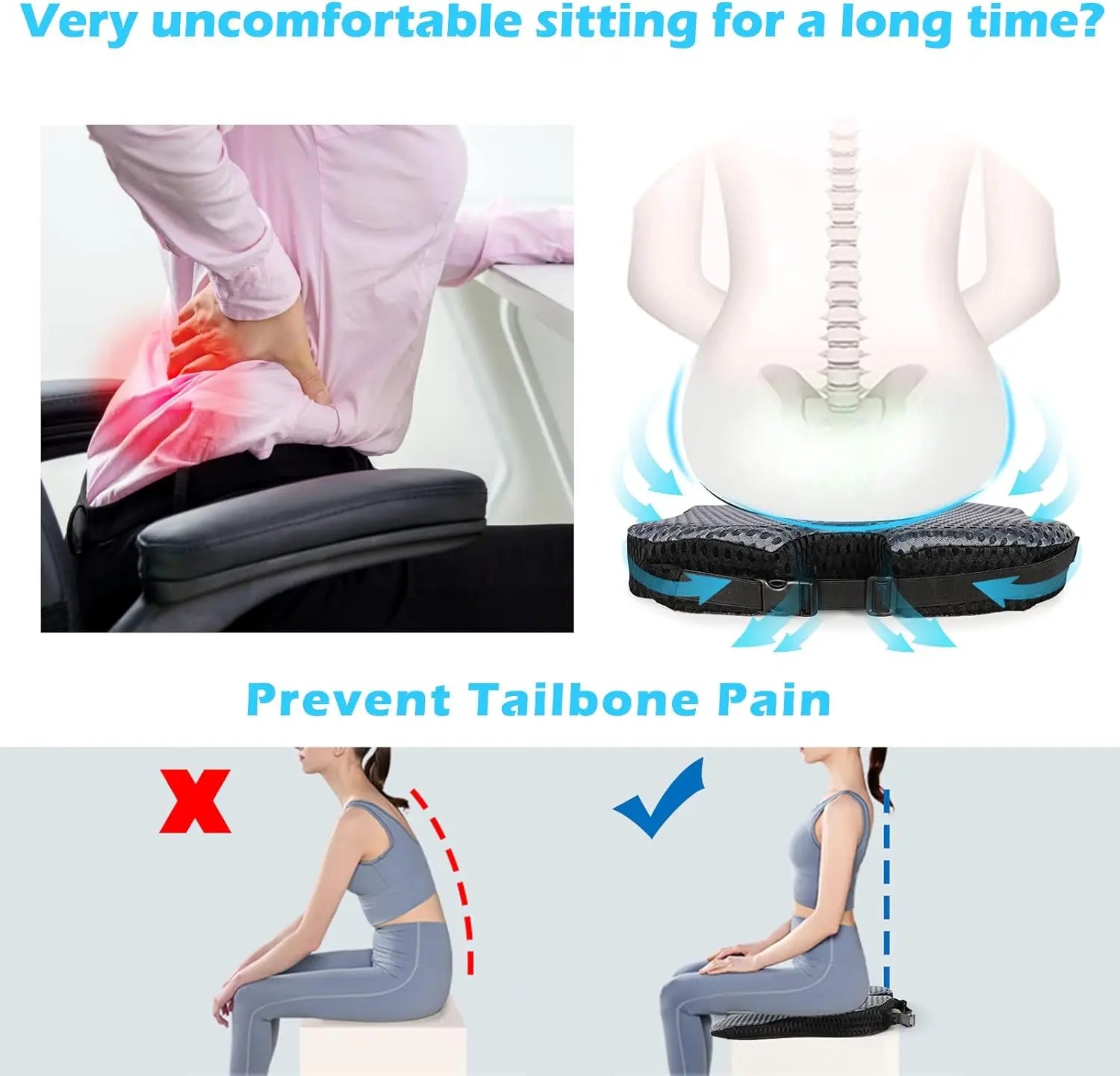 Car Wedge Seat Cushion – Memory Foam Orthopedic Support for Drivers, Office Chairs & Wheelchairs - Image 4