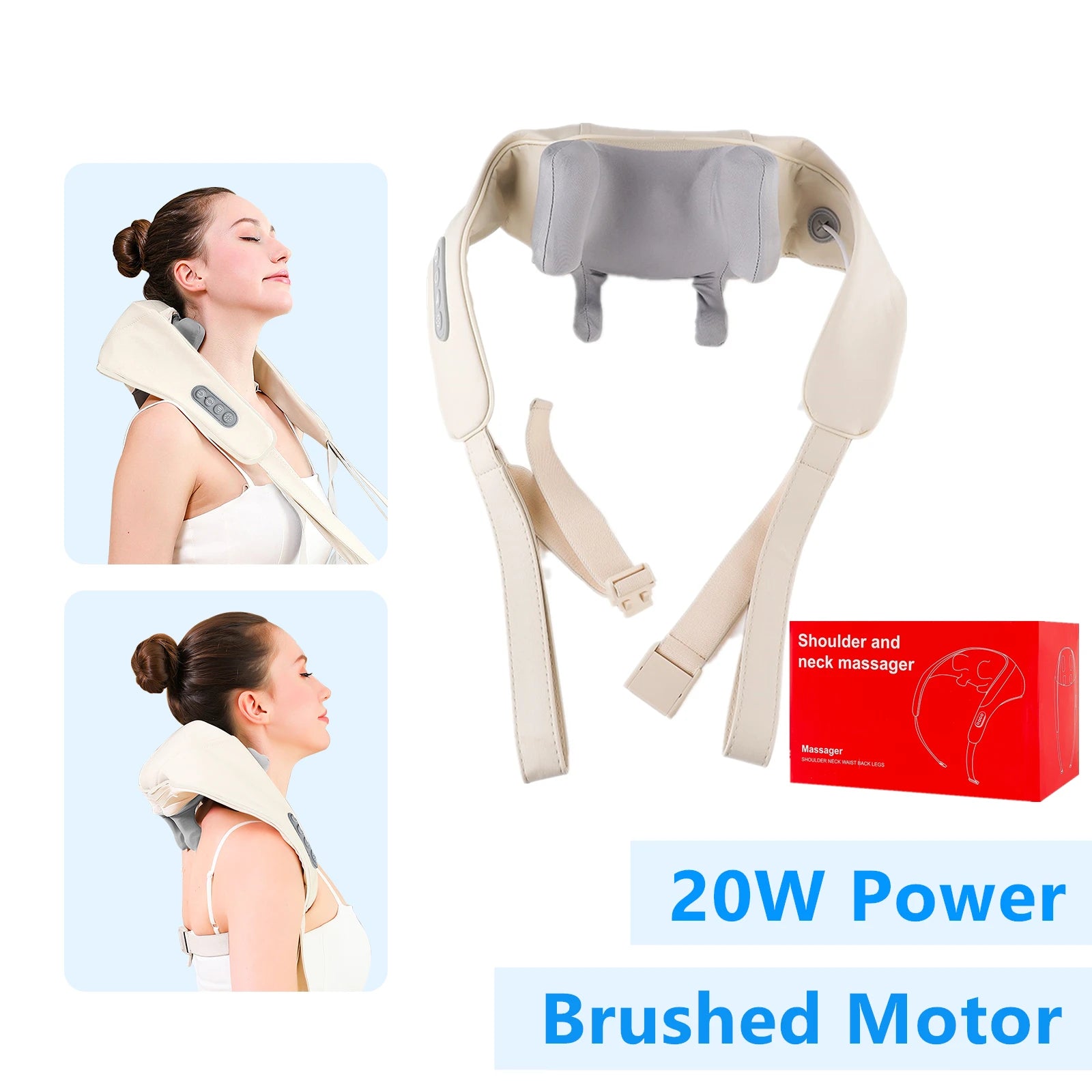 Foreverlily 26W Brushless Motor Neck and Shoulder Massager – Wireless Kneading Massage Shawl - Image 9