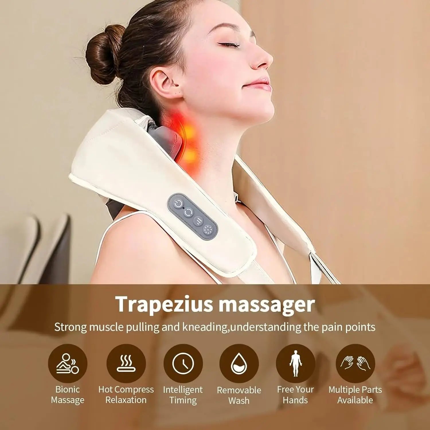 Shiatsu Neck & Shoulder Massager with Heat – Full Back Muscle Relief