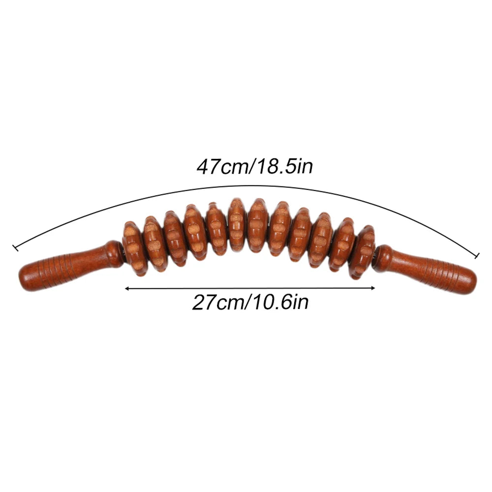 12-Wheel Wood Therapy Roller Stick – Curved Maderoterapia Colombiana Massager for Lymphatic Drainage - Image 14