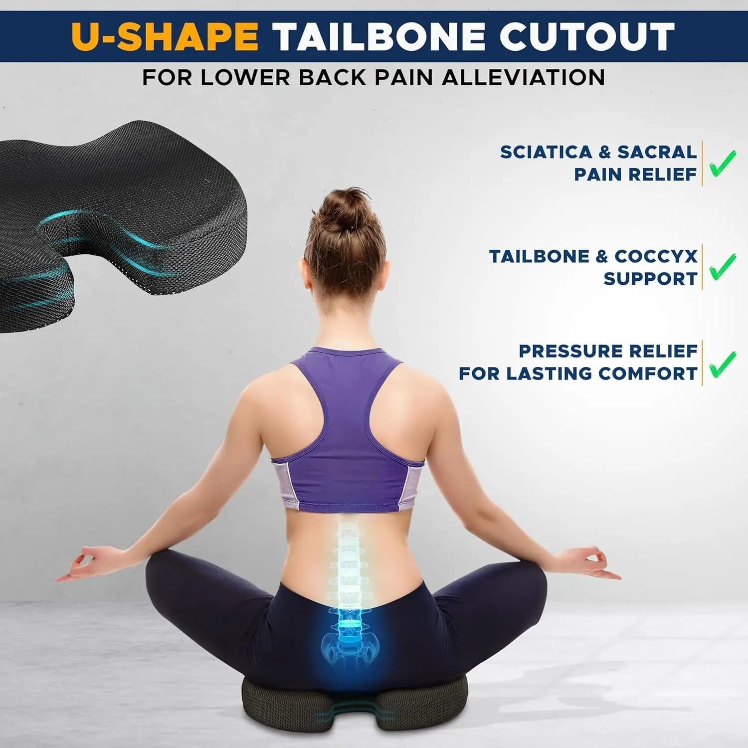 Gel Orthopedic Memory Foam Seat Cushion – U-Shaped Coccyx Support for Car, Office & Travel - Image 4