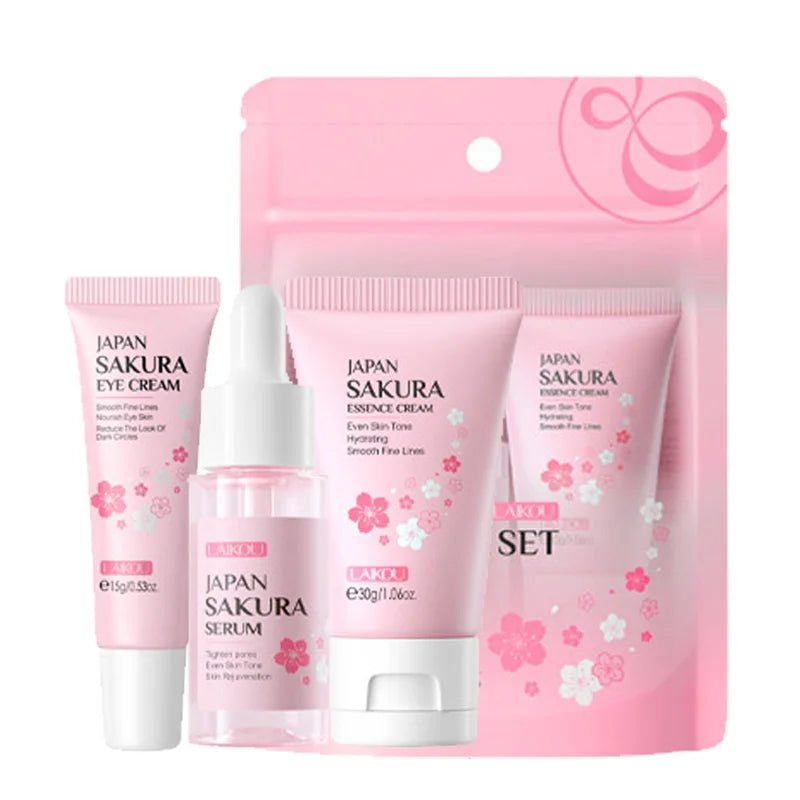 3pcs/set LAIKOU Vitamin C 24K Golden Sakura Skin Care Set – Face Cream, Serum & Eye Cream - Image 8