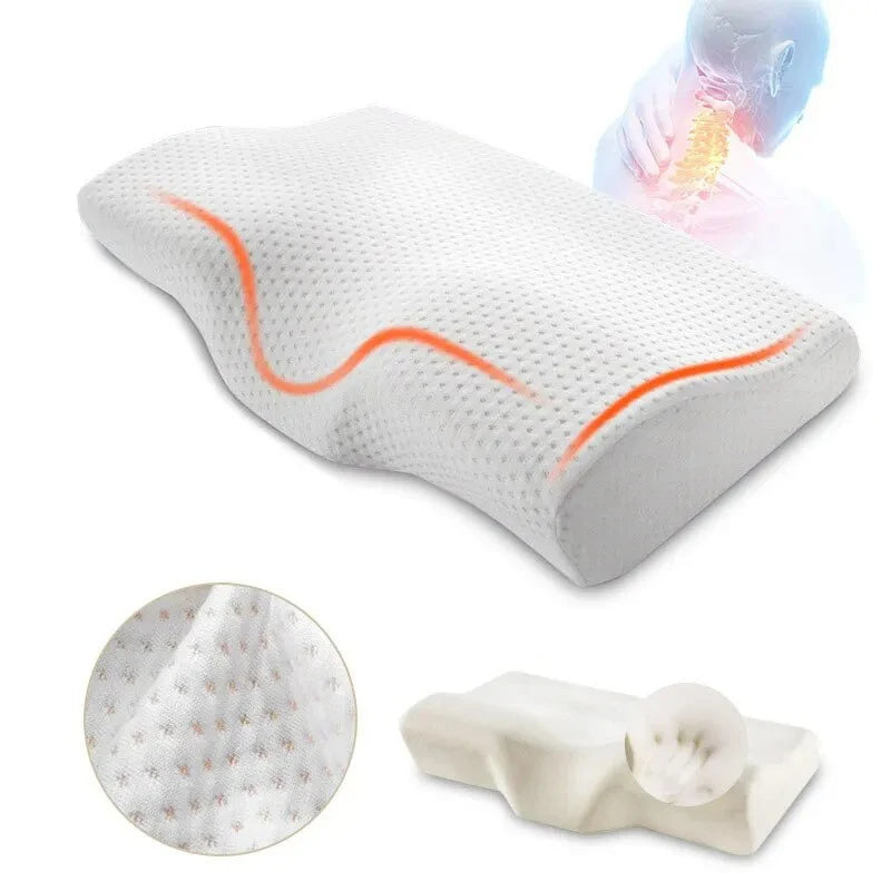 Butterfly-Shaped Memory Foam Cervical Pillow – Orthopedic Neck Protection for Better Sleep