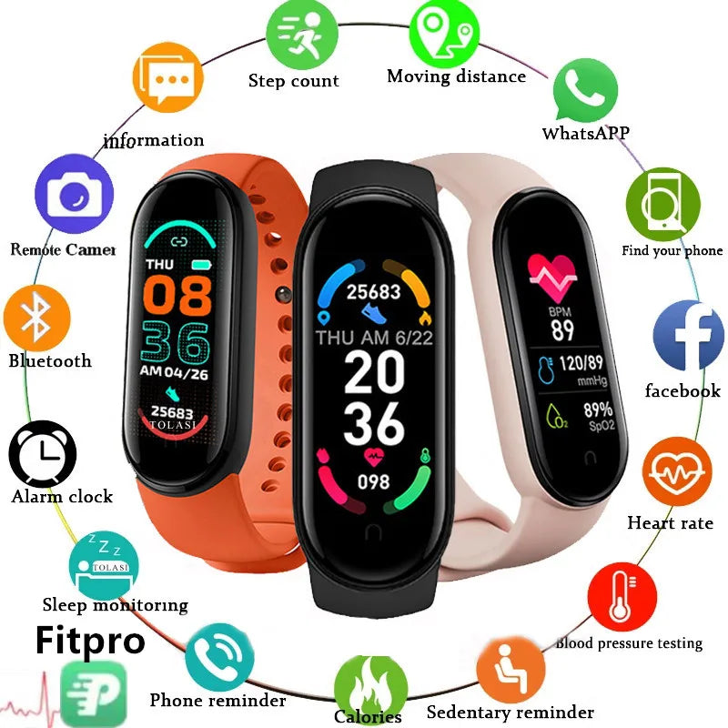 M6 Smart Watch – Multi-Function Fitness Bracelet for Men & Women
