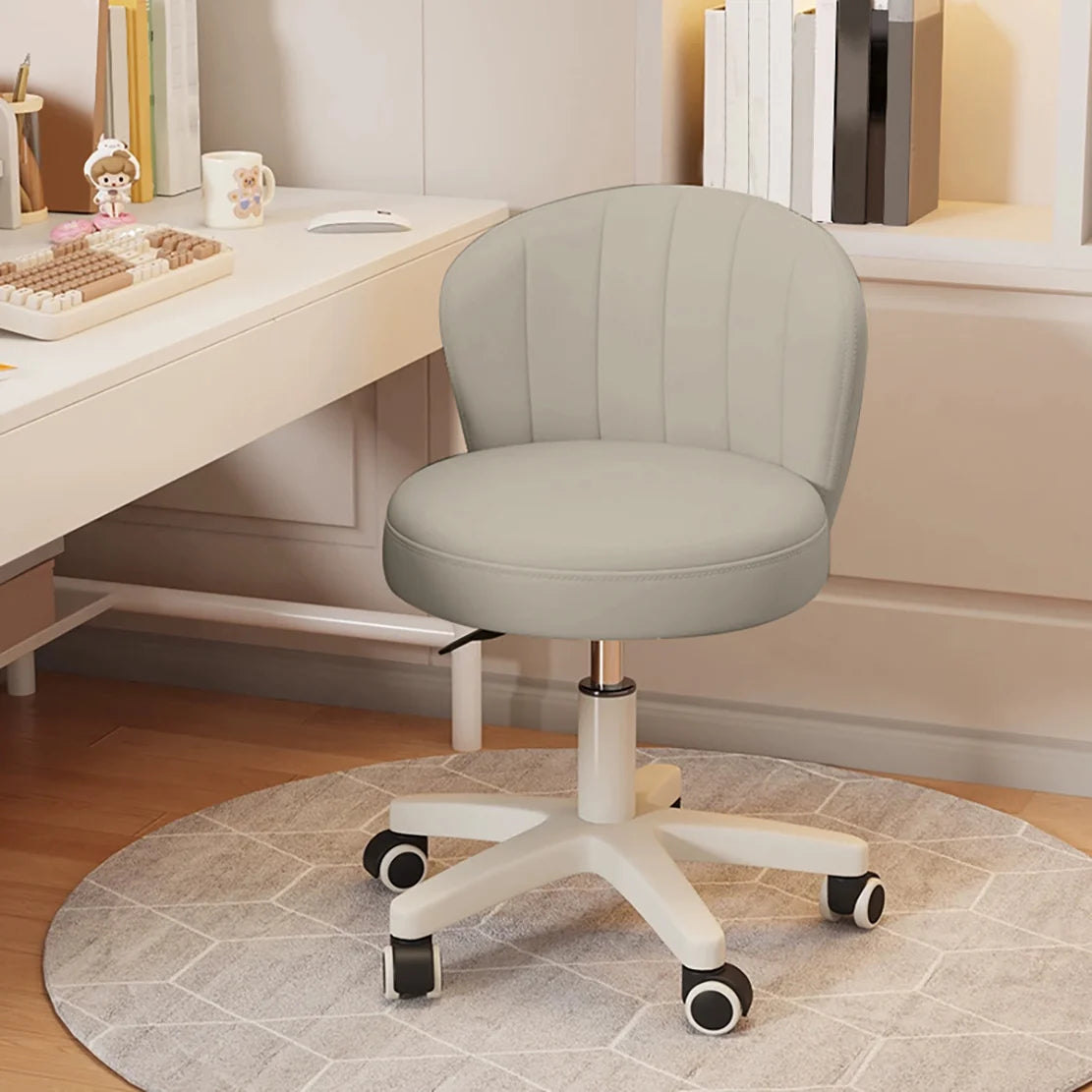 Small Round Rolling Desk Chair – Armless PU Leather Vanity & Spa Stool - Image 8