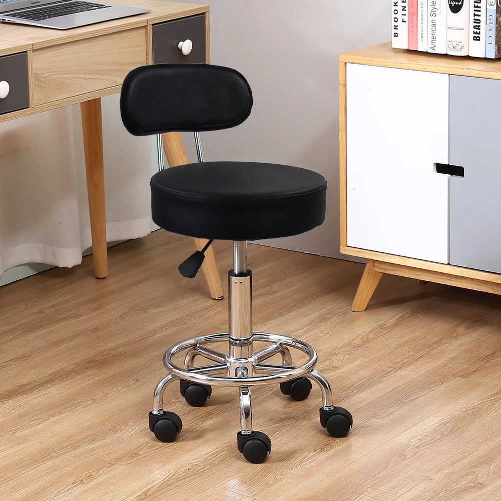 KKTONER PU Leather Rolling Stool – Mid-Back Swivel Task Chair with Footrest - Image 5