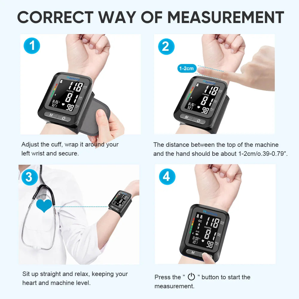 Sejoy Sphygmomanometer – LCD Portable Digital Wrist Blood Pressure Monitor - Image 6