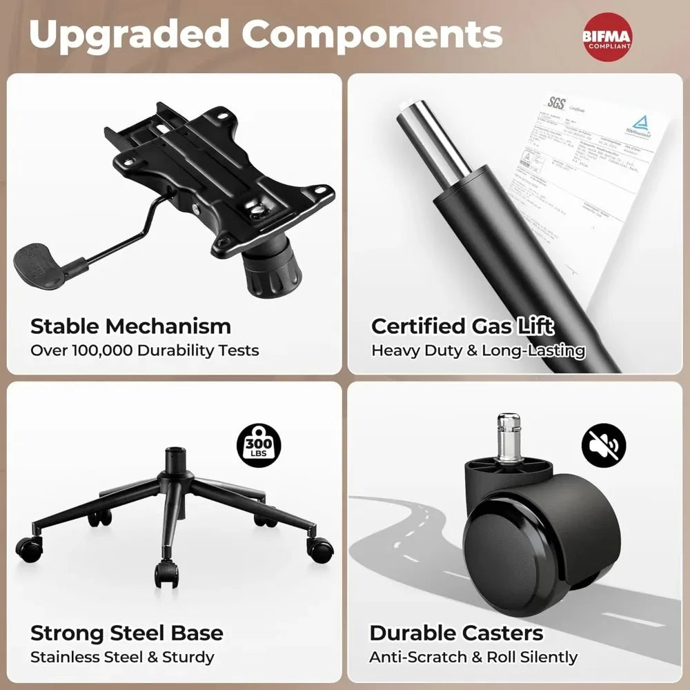 Ergonomic Mid-Century Leather Office Chair – High Back Executive Swivel Chair - Image 6