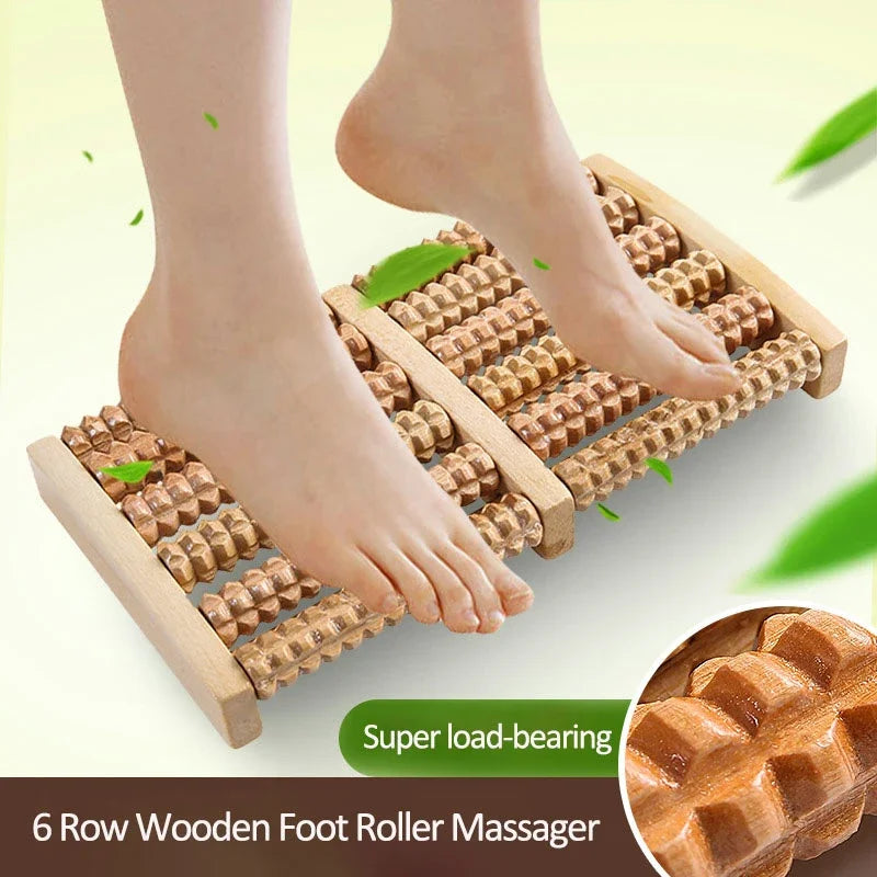 Wooden 6-Row Foot Massager – Shiatsu Roller for Pain & Stress Relief - Image 2
