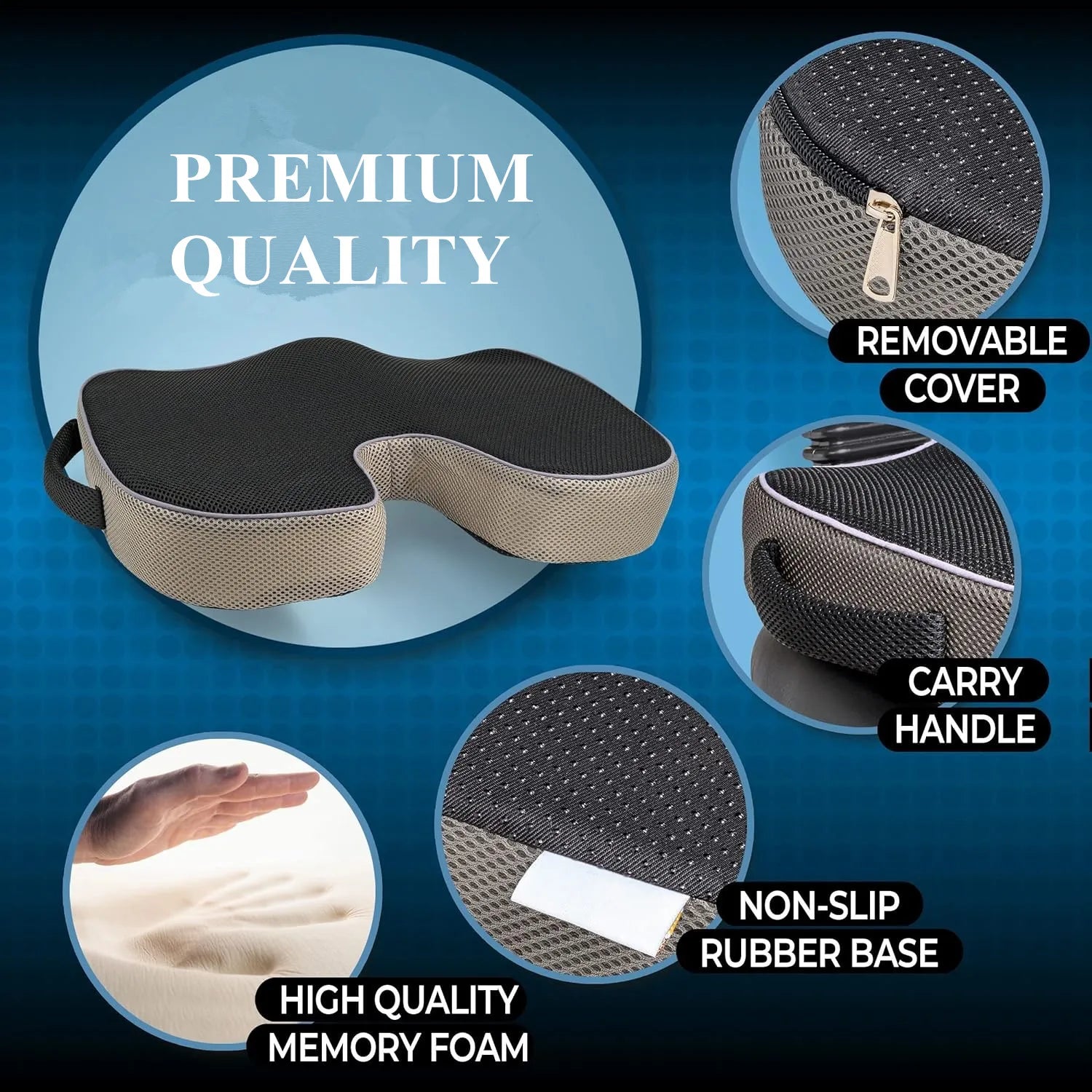Memory Foam Prostate Cushion – Non-Slip Seat for Tailbone, Sciatica & Back Pain Relief - Image 4