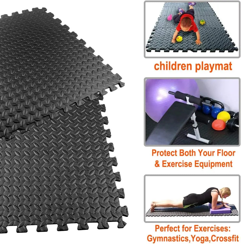 Puzzle Fitness Mat – EVA Interlocking Foam Floor Tiles for Yoga, Home Gym & Kids' Play Area - Image 4