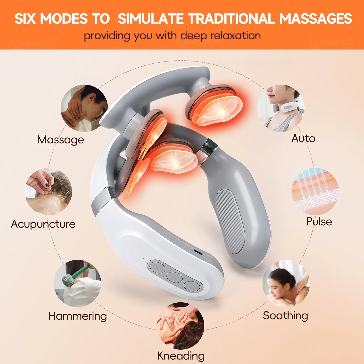 Smart Neck and Shoulder Massager – 4 Pads, 6 Modes, 16 Intensity Levels, USB Rechargeable & Portable - Image 2